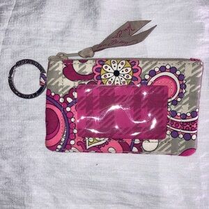 Vera Bradley Coin Purse Key Ring Photo ID Holder Pink Floral Paisley Women’s
